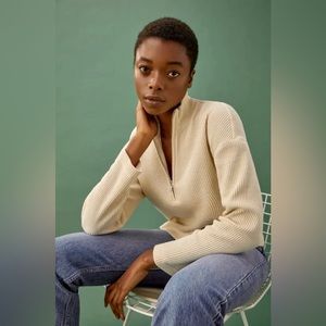 Reformation waffle quarter zip sweater